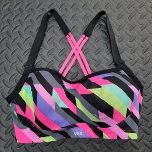 Victoria's Secret VSX Sports Bra 34D Underwire Strappy Racerback Activewear Gym